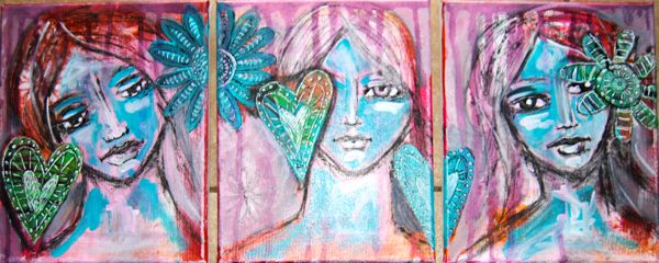 These three paintings of The Stranger were inspired by Dina Wakley.